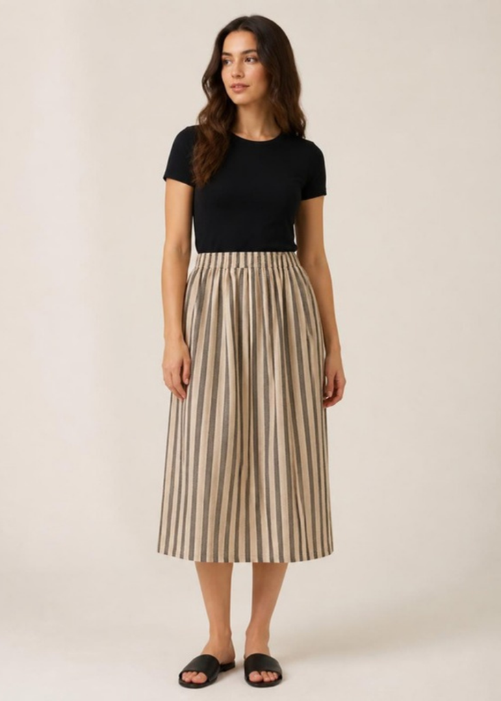 [CHIA-33C] Falda midi a rayas