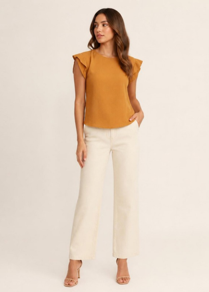[ESTER-81C] Blusa manga corta con volante